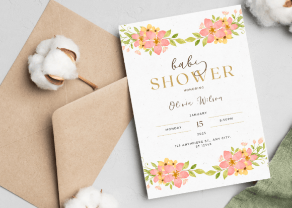 Download Floral Baby Shower Invitation Template - Shower Collection