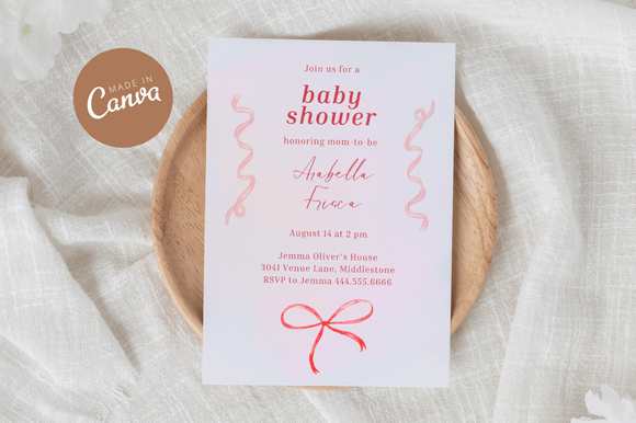 Download Coquette Baby Shower Invitiation Canva - Shower Collection