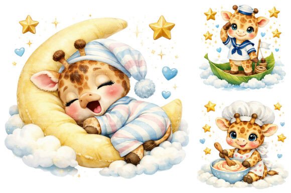 Download Cute Baby Giraffe Watercolor Nursery PNG - Nursery png Collection