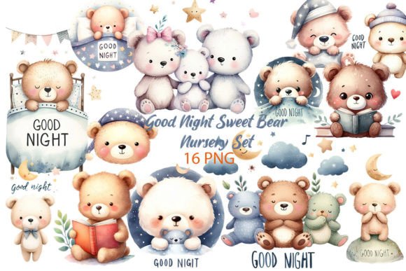 Download Good Night Sweet Bear Nursery PNG Set - Nursery png Collection