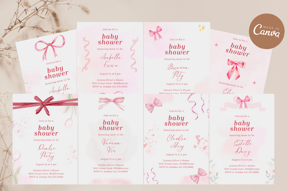 Download Coquette Baby Shower Invitation Bundles - Shower Collection