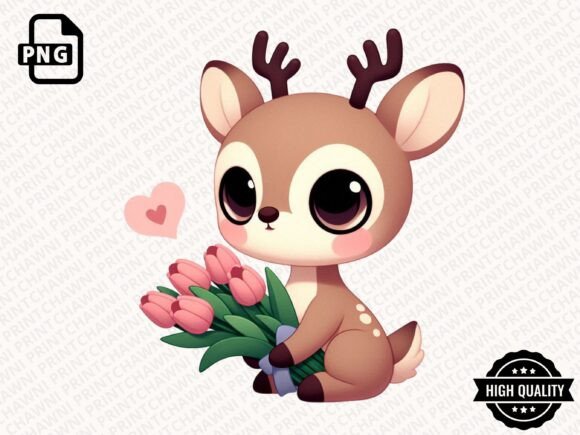 Download Cute Animal with Flowers Clipart PNG - Premium Resources