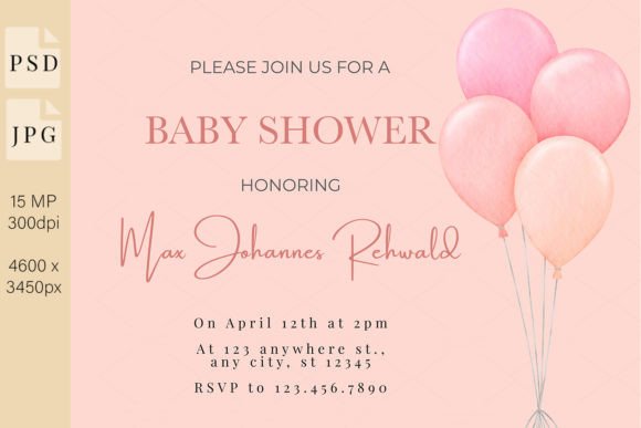 Download Baby Shower Invitation Girl, PSD 543 11 - Shower Collection